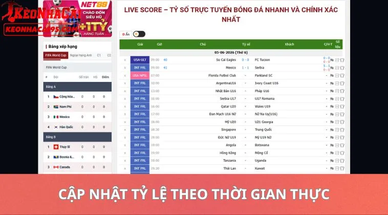 Cập nhật tỷ lệ theo thời gian thực
